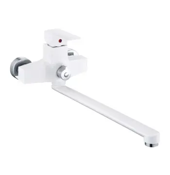 Смеситель для ванны Plamix Kubus-006 Euro Set белый с душевым набором (PM0738)