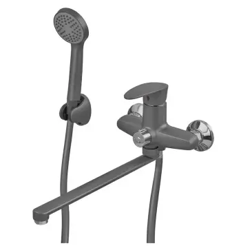 Смеситель для ванны Plamix Cezar-006 EURO SET пластиковый графитовый с длинным изливом (PM0747)