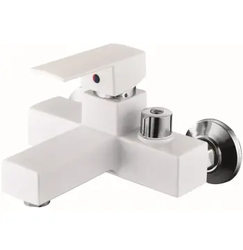 Смеситель для ванны Plamix Kubus-009 Euro Set белый с душевым набором (PM0752)