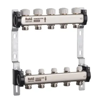 Коллектор с термостатическими и запорными клапанами Roho R805-05 - 1"х 5 вых. (RO0059)