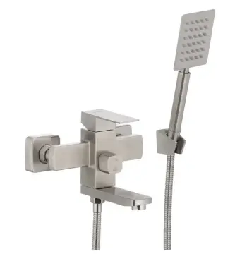 Смеситель для ванны MIXXUS KUB-009 из нержавеющей стали однорычажный с коротким поворотным изливом (SS2850)
