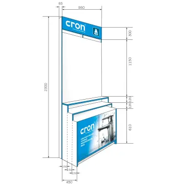 Стенд выставочный Cron 3 ПОЛИЦЫ (95 см) (без креплений)