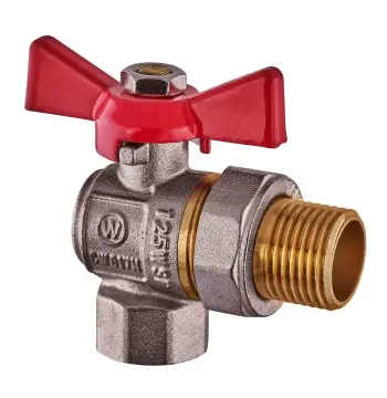 Кран з американкою кутовий, ручка "метелик" червона Waterpro WP400-15FMW-L - 1/2" (WP2895)