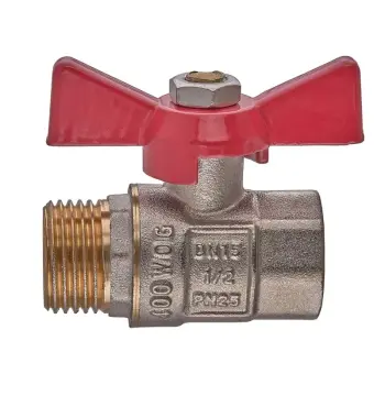 Кран кульовий ГШМ, ручка "метелик" червона Waterpro WP607-15FMW - 1/2" (WP2915)