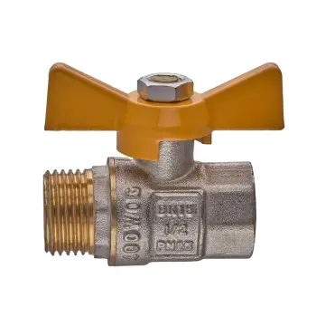 Кран кульовий Waterpro WP607-15FMW-Y - 1/2" FMW ГШМ YELLOW, ручка "метелик" жовта (WP2921)
