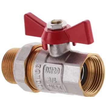 Кран с американкой прямой Waterpro WP400-20FMW - 3/4", ручка "бабочка" красная (WP2927)