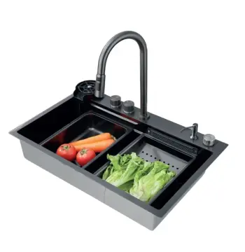 Мийка Zerix ZH7546-SET-01 NANO-BLACK з вбудованим змішувачем (ZM5575)