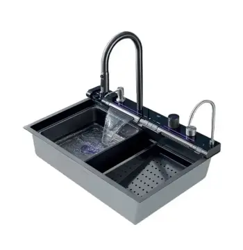 Мийка Zerix ZH7546-SET-04 DECOR Nano-Black з вбудованим змішувачем з нерж. сталі (ZM5578)