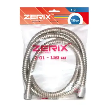 Шланг для душа ZERIX ChrZ-01 Chr.Z-01 из нержавеющей стали хромированный 150 см (ZX0198)