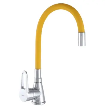 Змішувач для кухні Zerix SOP7 045 Хром/Жовтий з гнучким виливом ZX2669 (ZX2669)
