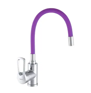 Смеситель для кухни Zerix SAR 181 Reflector Purple хром/фиолетовый с гибким силиконовым изливом (ZX2673)