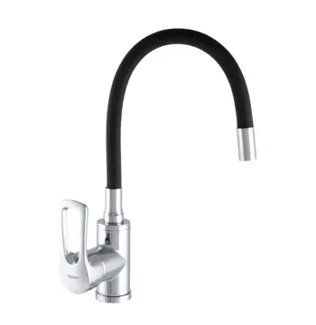 Смеситель для кухни ZERIX SAR 181 черный с гибким силиконовым изливом (ZX2771)