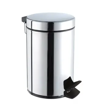 Відро для сміття кругле ZERIX PLAIN-MB0103 CHROME 3 л (колір хром глянець) (ZX4614)