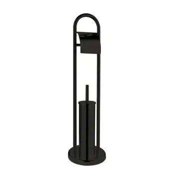 Йоржик для унітазу + паперотримач підлоговий ZERIX KIT-ME04 BLACK (колір чорний) (ZX4644)