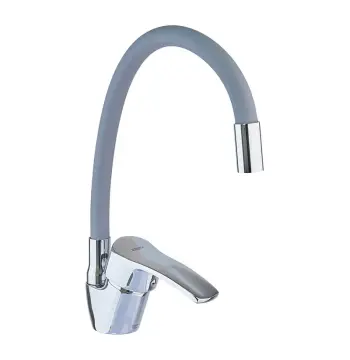 Смеситель для кухни ZERIX YUB 279 Reflector Gray хром/серый с гибким изливом (ZX4654)