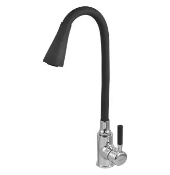 Смеситель для кухни ZERIX ATRIUM-011-T REFL.BLACK латунный хром/черный с гибким силиконовым изливом ZX4720 (ZX4720)