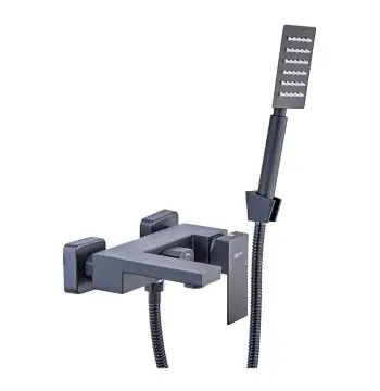 Смеситель для ванны Zerix KUB-008 Black из нержавеющей стали SUS304, черный матовый, с коротким изливом (ZX4851)