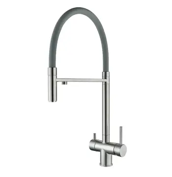 Смеситель для кухни Zerix KIT-021 нержавеющая сталь с гибким изливом под фильтр ZX4861 (ZX4861)