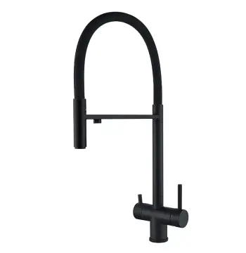 Смеситель для кухни ZERIX KIT-021 из нержавеющей стали черный матовый с подключением к фильтру и гибким изливом (ZX4862)