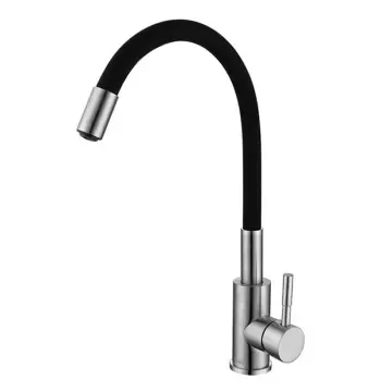 Смеситель для кухни Zerix LUX-011 Refl.Black нержавеющая сталь с черным гибким силиконовым изливом (ZX4875)