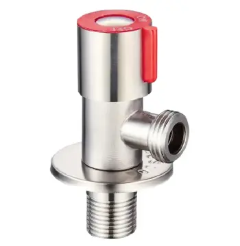 Кран для подключения сантехприборов Zerix VAL-02-1/2x1/2 с нерж. стали (красный) (ZX4938)