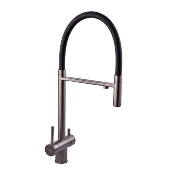 Смеситель для кухни Zerix KIT-021 REFL.Black из нержавеющей стали графит с гибким изливом под фильтр (ZX5559)