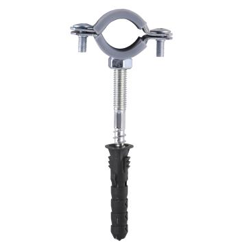 Хомут в сборе CR 1/2″ (20-23мм) с винтом-шурупом 8*80 и дюбелем в уп., серый