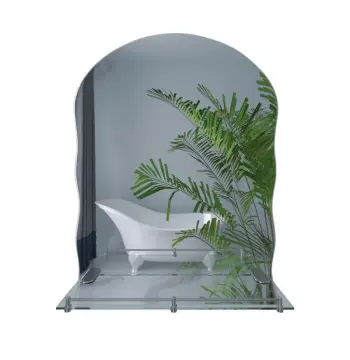 Зеркало настенное ZERIX MIRRA MRZ02-45x60x10 прямоугольное с дугообразным верхом, фигурными боками и полкой (ZX5619)