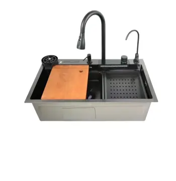 Мийка багатофункціональна Zerix ZH7546-SET-06 DECOR NANO-BLACK з вбудованим змішувачем (ZX5681)