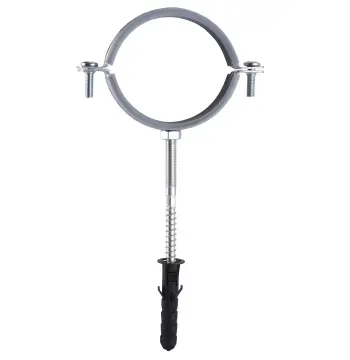 Хомут в сборе CR 2 1/2″ (70-80мм) с винтом-шурупом 8*100 и дюбелем в уп., серый