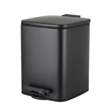 Мусорное ведро с плавным закрытием квадратное ZERIX KUBIX-TC0106 BLACK 6 л (цвет черный) (ZX5890)