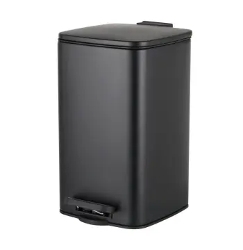 Відро для сміття з плавним закриттям квадратне ZERIX KUBIX-TC0108 BLACK 8 л (колір чорний) (ZX5892)