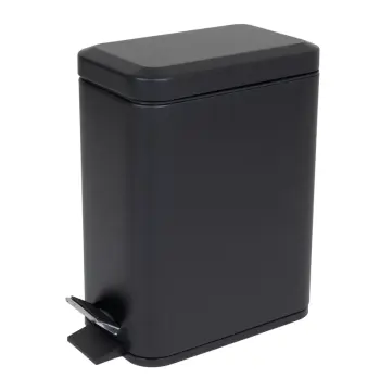 Відро для сміття з плавним закриттям прямокутне ZERIX SANSA-TC0105 BLACK 5 л (колір чорний) (ZX5894)