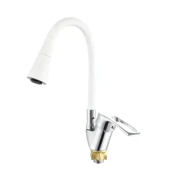 Змішувач для кухні ZERIX YUT 181 Reflector White хром/білий з гнучким силіконовим виливом (ZX5985)