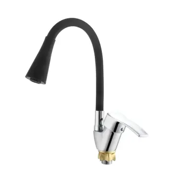 Змішувач для кухні Zerix YUT 279 Reflector Black Хром / Чорний з гнучким силіконовим виливом (ZX5986)