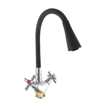 Змішувач для кухні Zerix TLT 722 Reflector Black хром/чорний з гнучким силіконовим виливом, двохвентильний (ZX5989)