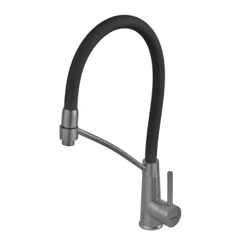 Смеситель для кухни ZERIX FUL-017 Graphite Refl.Black из нержавеющей стали SUS304, графит, с гибким силиконовым изливом (ZX5995)