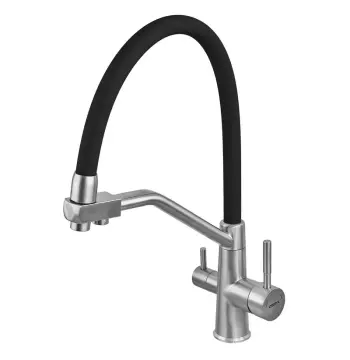 Смеситель для кухни с гибким изливом Zerix FUL-021 Refl.Black нержавеющая сталь с выходом для питьевой воды (ZX5997)