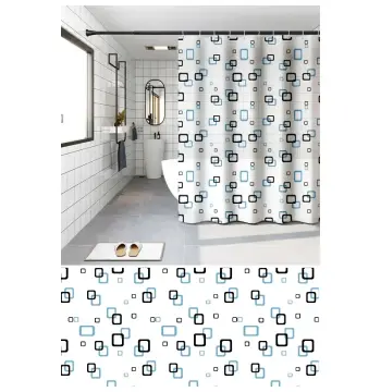 Шторка для ванной Zerix SCP-002-180x180 из PEVA (полиэтиленвинилацетата) (Узор "Квадраты" сине-голубые) (ZX6077)