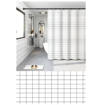 Шторка для ванной ZERIX SCP-011-180x180 из PEVA (полиэтиленвинилацетата) (Узор "Клетка" белая) (ZX6084)