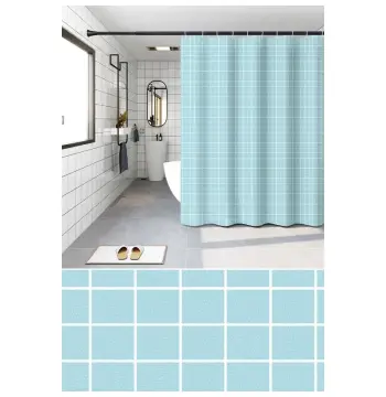 Шторка для ванной ZERIX SCP-023-180x180 из PEVA (полиэтиленвинилацетата) (Узор "Клетка" голубая) (ZX6096)