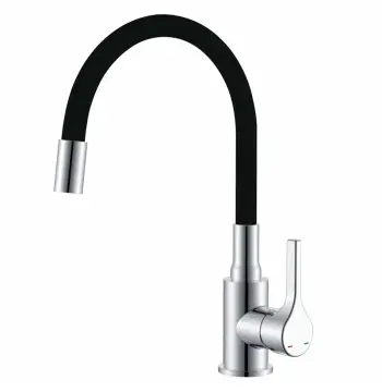 Змішувач для кухні Zerix Rex-011 Chrome Refl.Black нержавіючий з чорним силіконовим виливом (ZX6127)