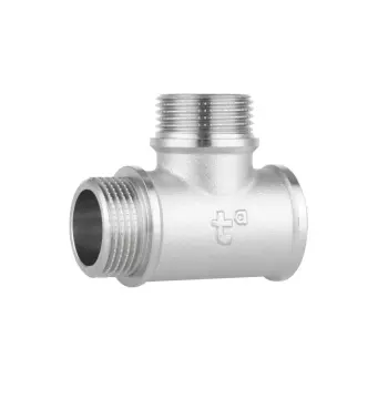 Тройник равнопроходной Thermo Alliance Forte SF36525 латунный никелированный 1" с резьбой ВНН (SF36525)