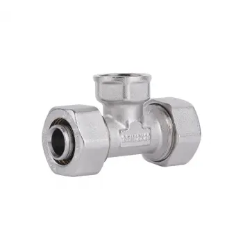 Тройник обжимной Thermo Alliance 20х1/2х20 Standart 20х1/2"х20 латунный никелированный с внутренней резьбой (SD159W201520)