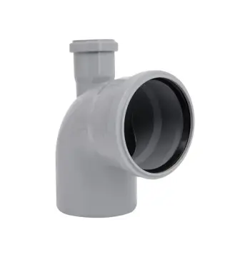 Колено канализационное TA Sewage 110×50 мм 90° полипропиленовое серое с отводом (TR110013)