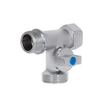 Кран приборный шаровый тройниковый Thermo Alliance 1/2х3/4х1/2 Standart SD186W152015 латунный хромированный 1/2"х3/4"х1/2" ННВ (SD186W152015)
