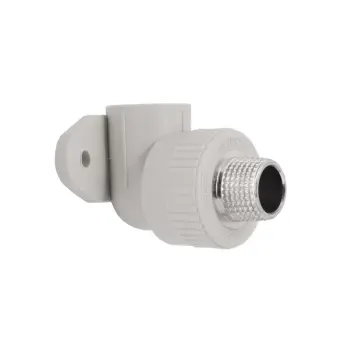 Уголок PPR Blue Ocean 20х1/2" 90° серый, настенный с креплением и латунной наружной резьбой (BOETE12001XXX)