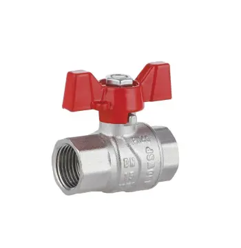Кран шаровый Thermo Alliance Forte SF602W15 никелированный латунный для воды 1/2" ВВ с ручкой-бабочкой (SF602W15)