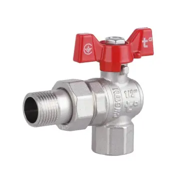 Кран шаровый Thermo Alliance Forte SF221W15 латунный никелированный угловой с американкой 1/2 (SF221W15)