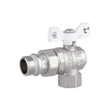 Кран шаровый с американкой Thermo Alliance Forte SF223W20 латунный никелированный угловой 3/4" с антипротечкой (SF223W20)